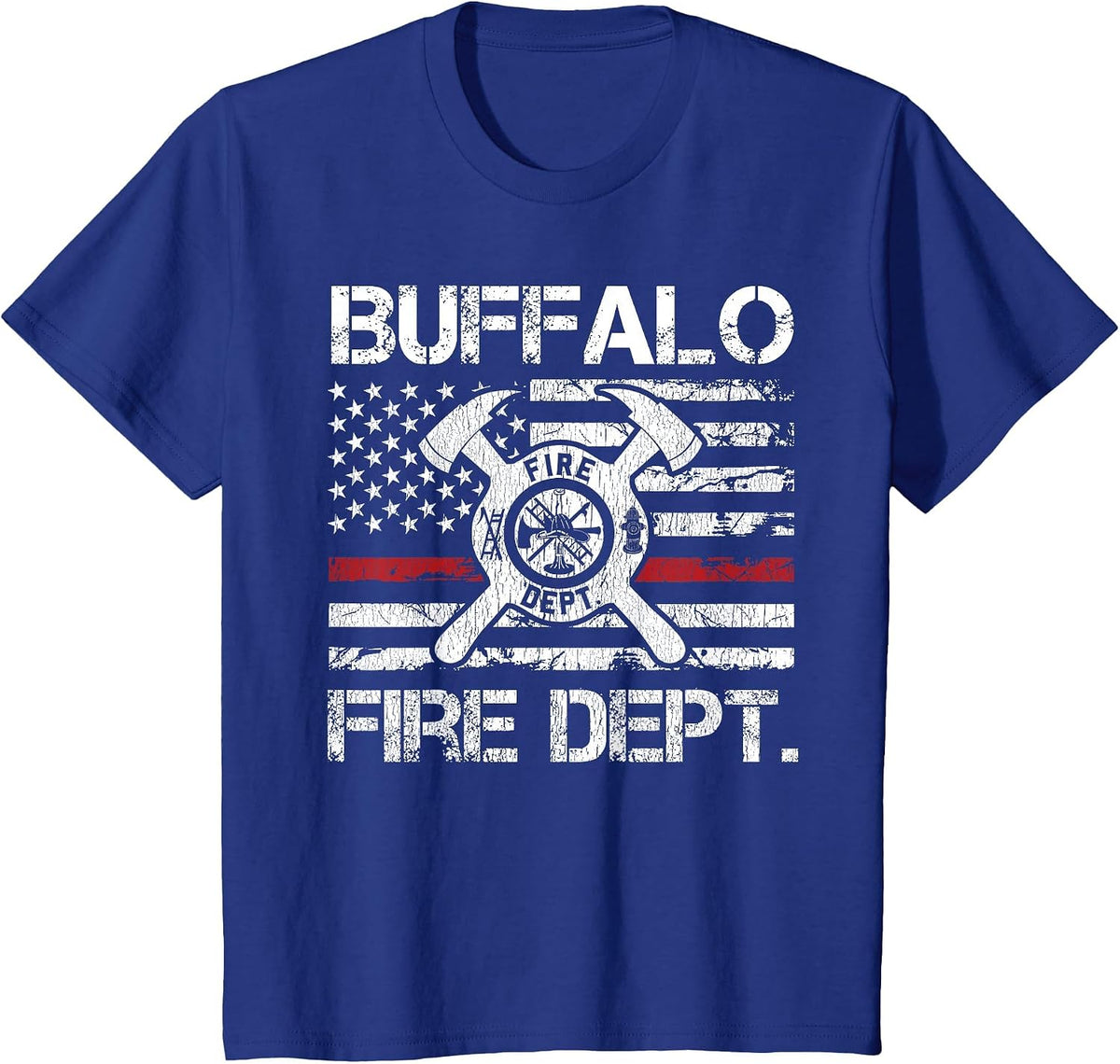 Buffalo New York Fire Department Thin Red Line Logo T-Shirt - Royal Blue
