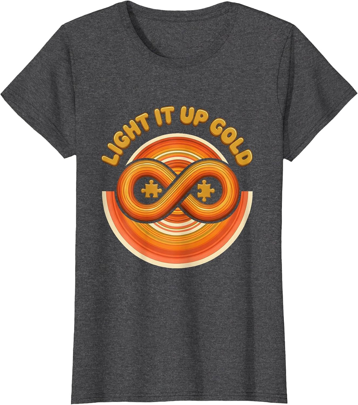 Women's Light It Up Gold Autism Awareness Design T-Shirt - Dark Heather Grey