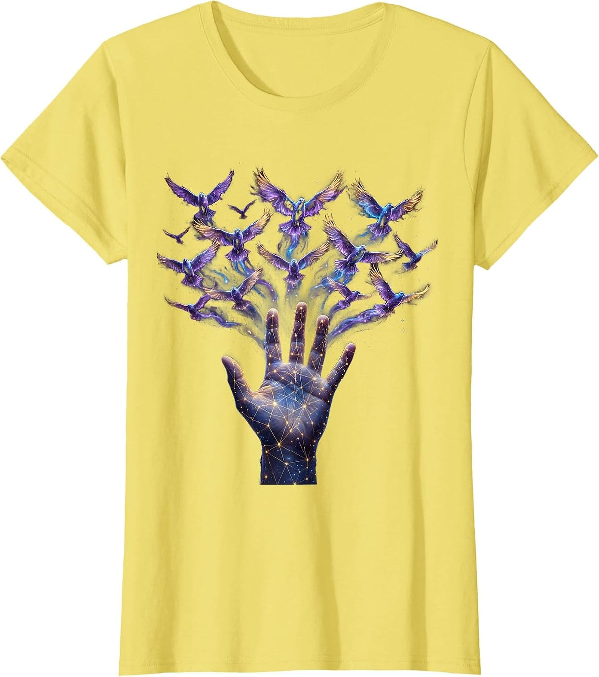 Women's Autism Awareness Colorful Birds Freedom Design T-Shirt - Lemon Yellow