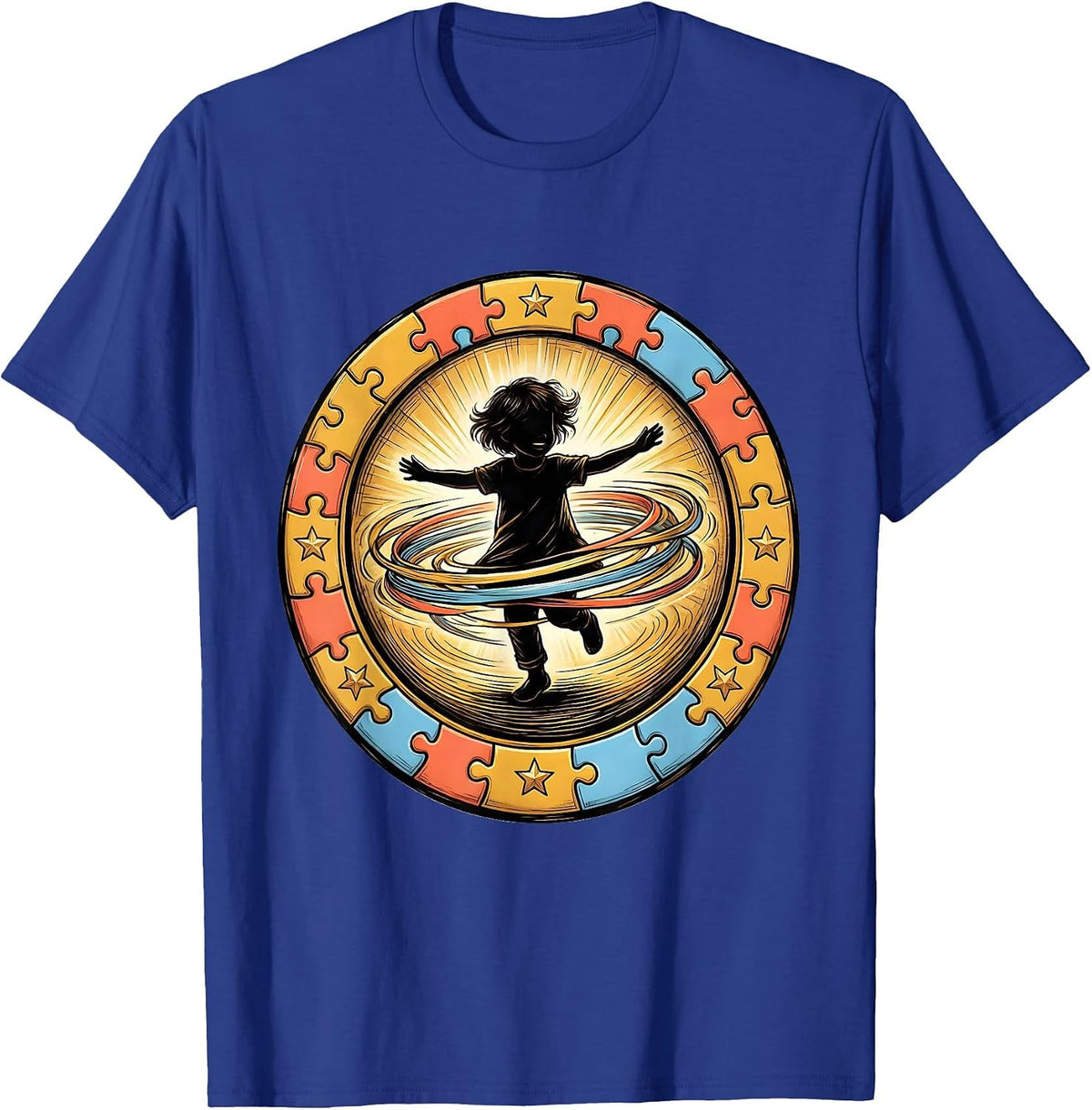 Men's Joyful Spinning Child Autism Awareness Design T-Shirt - Royal Blue