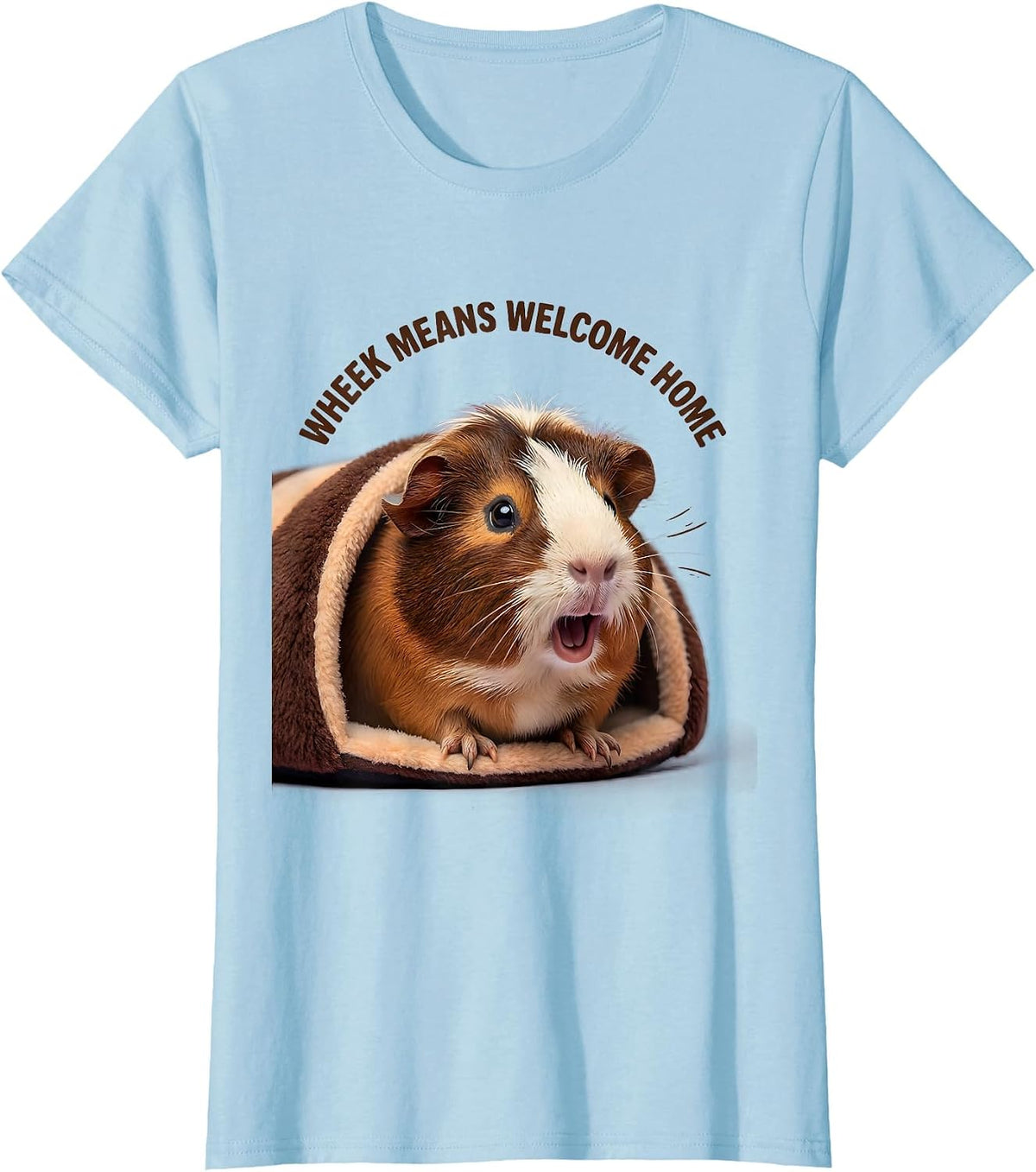 Women's Wheek Means Welcome Home Cute Kawaii Guinea Pig Pet Lover T-Shirt - Baby Blue