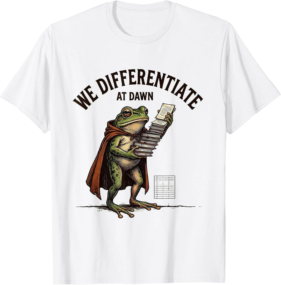 Men's We Differentiate At Dawn Vintage Frog Teacher Back To School T-Shirt - White