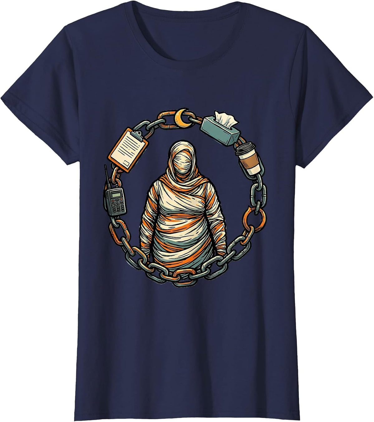 Women's Chain Support Para Normal Activities SPED Teacher T-Shirt - Navy Blue