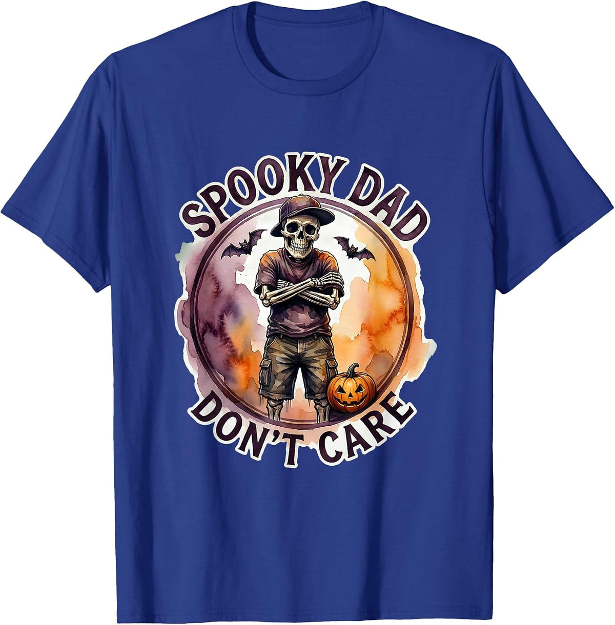 Spooky Dad Don't Care Halloween Dad Design T-Shirt - Royal Blue