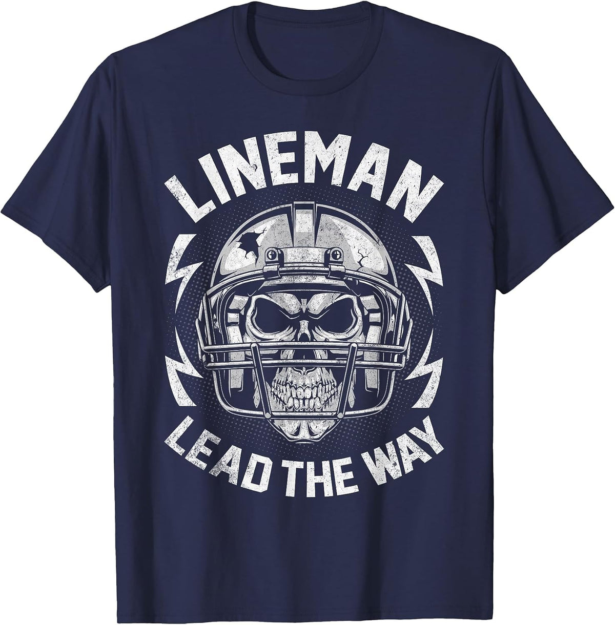 Lineman Lead The Way American Football Novelty T-Shirt - Navy Blue