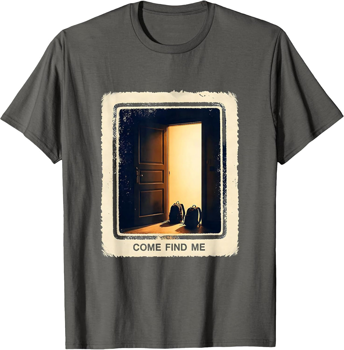 Come Find Me Bold Rubber Stamp School Counselor Student T-Shirt - Asphalt Grey
