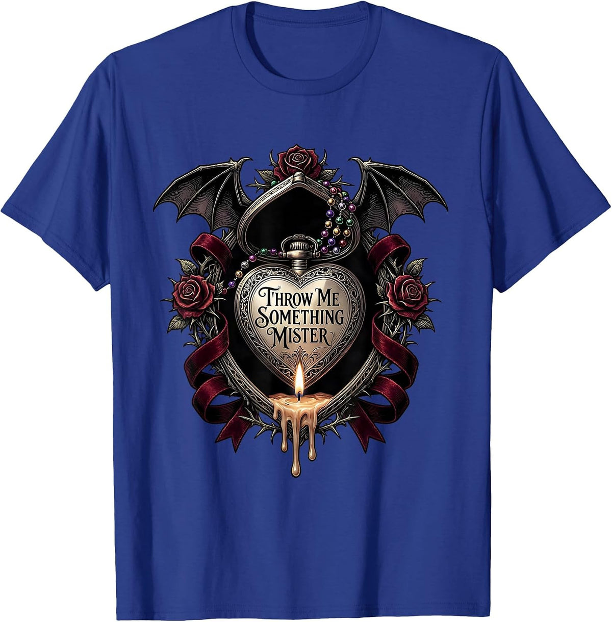 Throw Me Something Mister Mardi Gras Design T-Shirt - Royal Blue