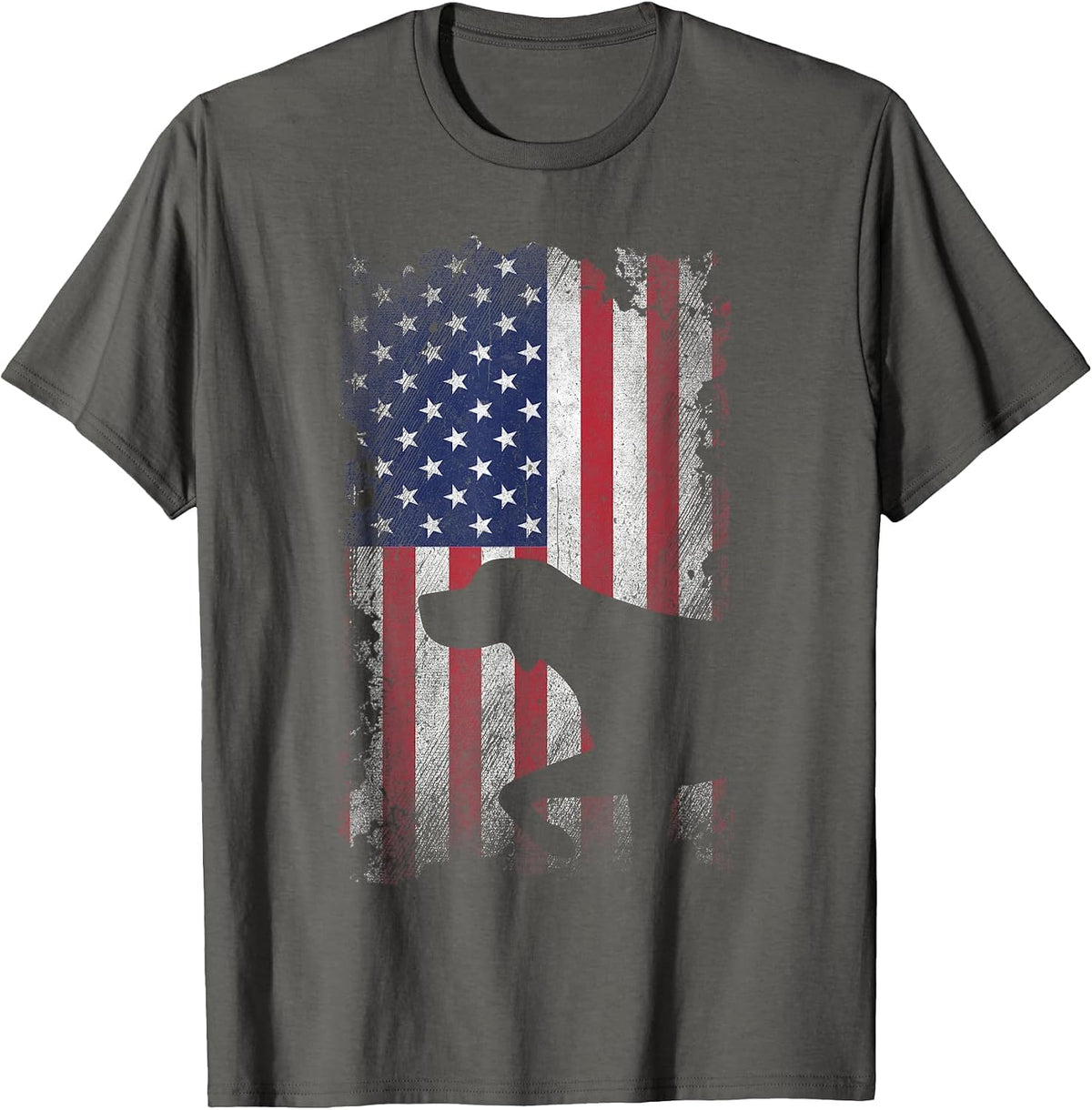 Patriotic German Shorthaired Pointer American Flag GSP Dog T-Shirt - Asphalt Grey