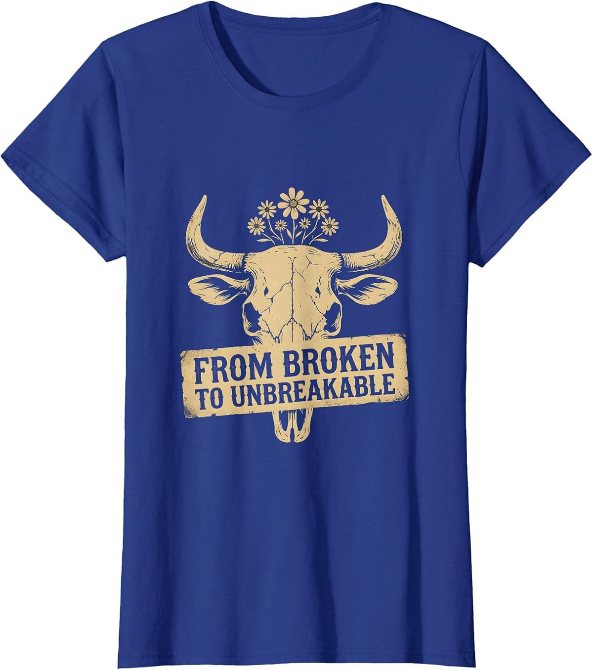 Women's From Broken To Unbreakable Physical Therapy Design T-Shirt - Royal Blue