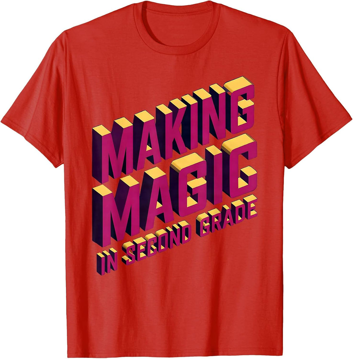 Men's Making Magic in Second Grade Teacher Design T-Shirt - Red