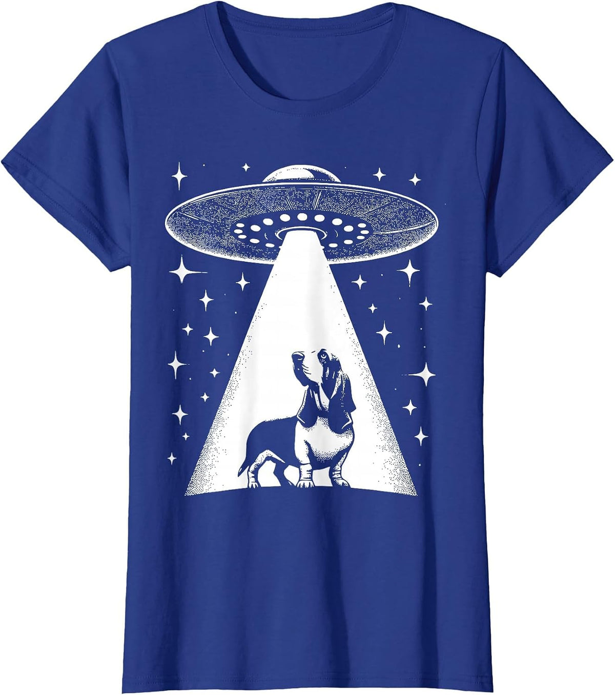 Basset Hound Mom Dad Dog - Funny Alien UFO T-Shirt - Royal Blue
