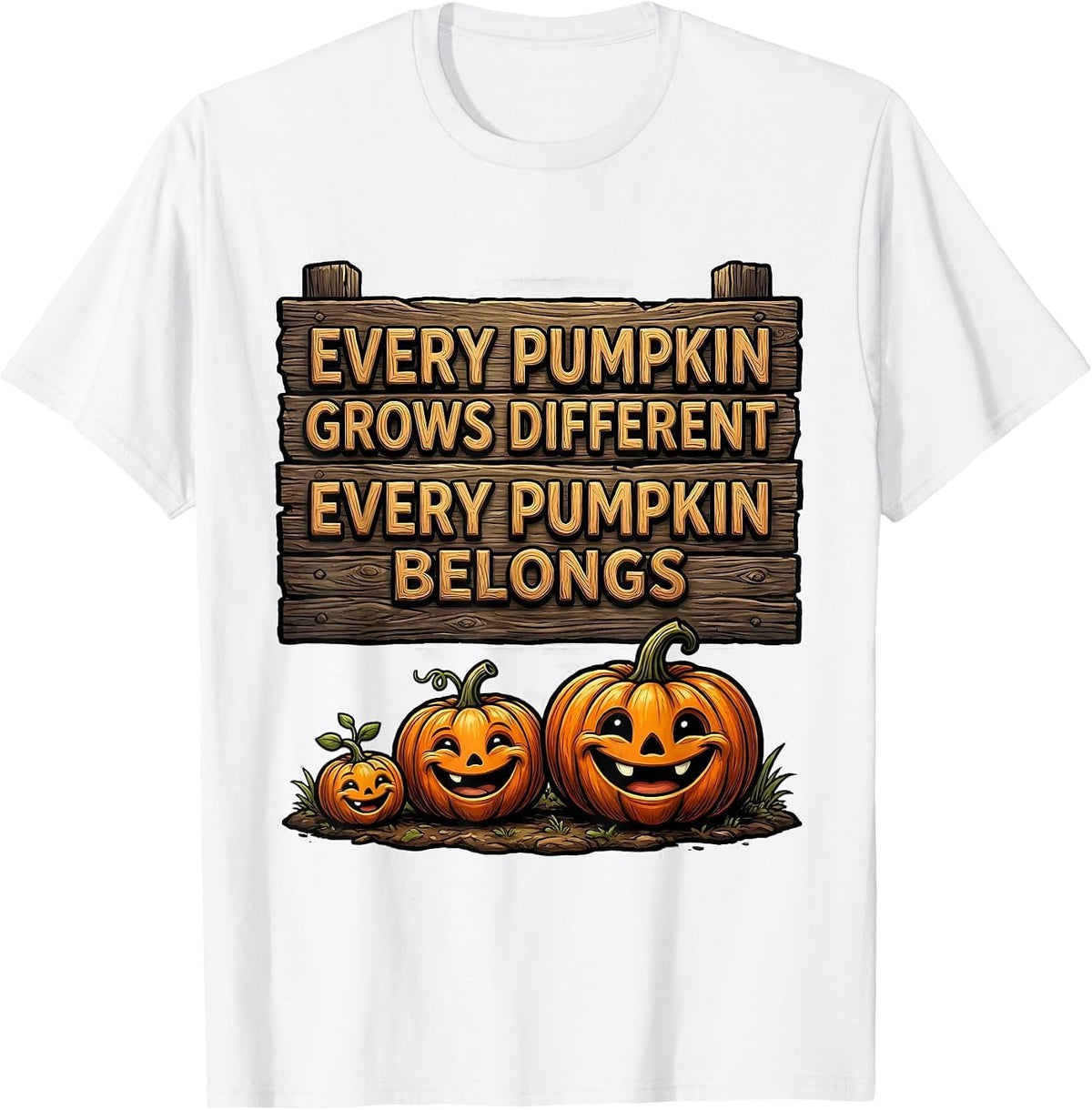 Men's Every Pumpkin Grows Different Every Pumpkin Belongs Teacher T-Shirt - White