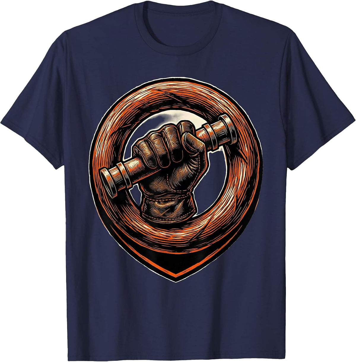 Firefighter Charged Hose Grip Graphic Tee T-Shirt - Navy Blue