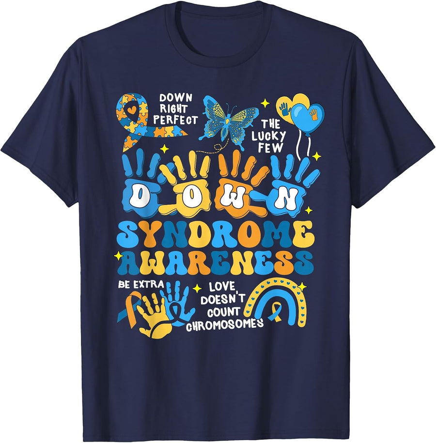 World Down Syndrome Day Awareness T21 Teacher Women Men Kids T-Shirt - Navy Blue