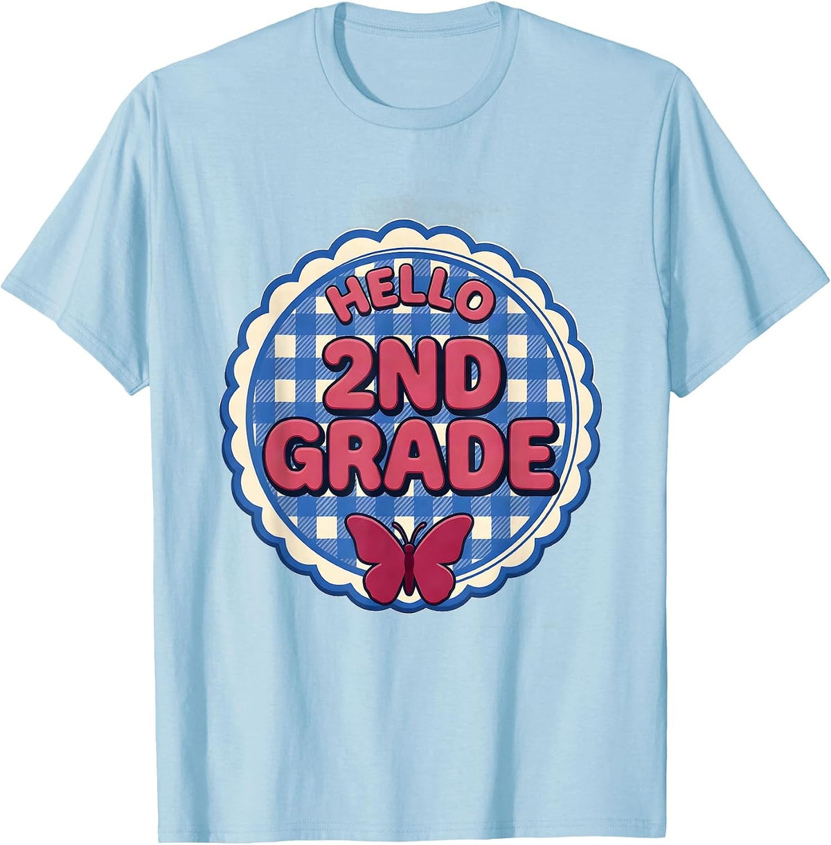 Men's Hello 2nd Grade Cute Coquette Bow Back to School Second T-Shirt - Baby Blue