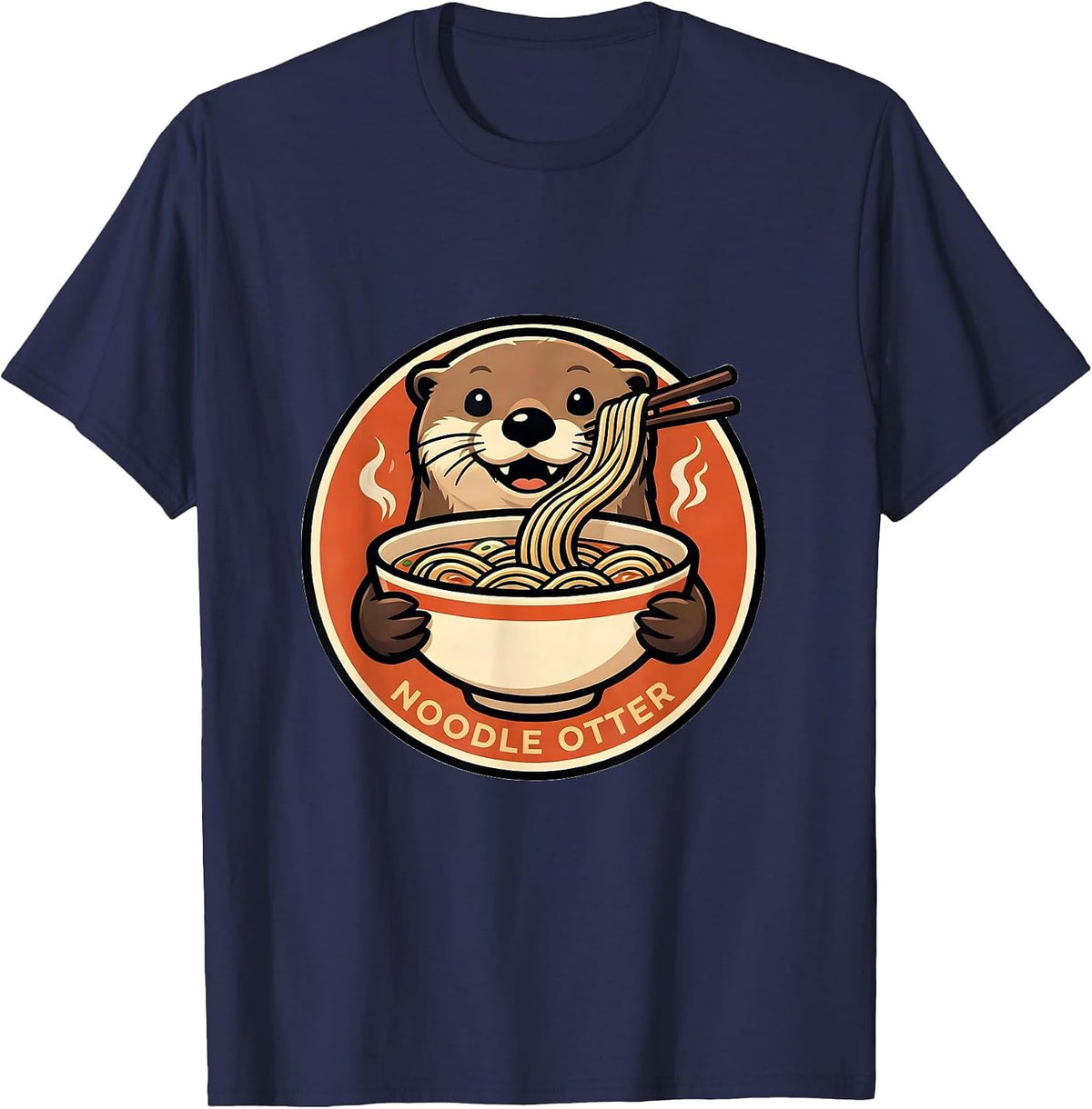 Noodle Otter Kawaii Anime Sea Otter Ramen Lover Gift T-Shirt - Navy Blue