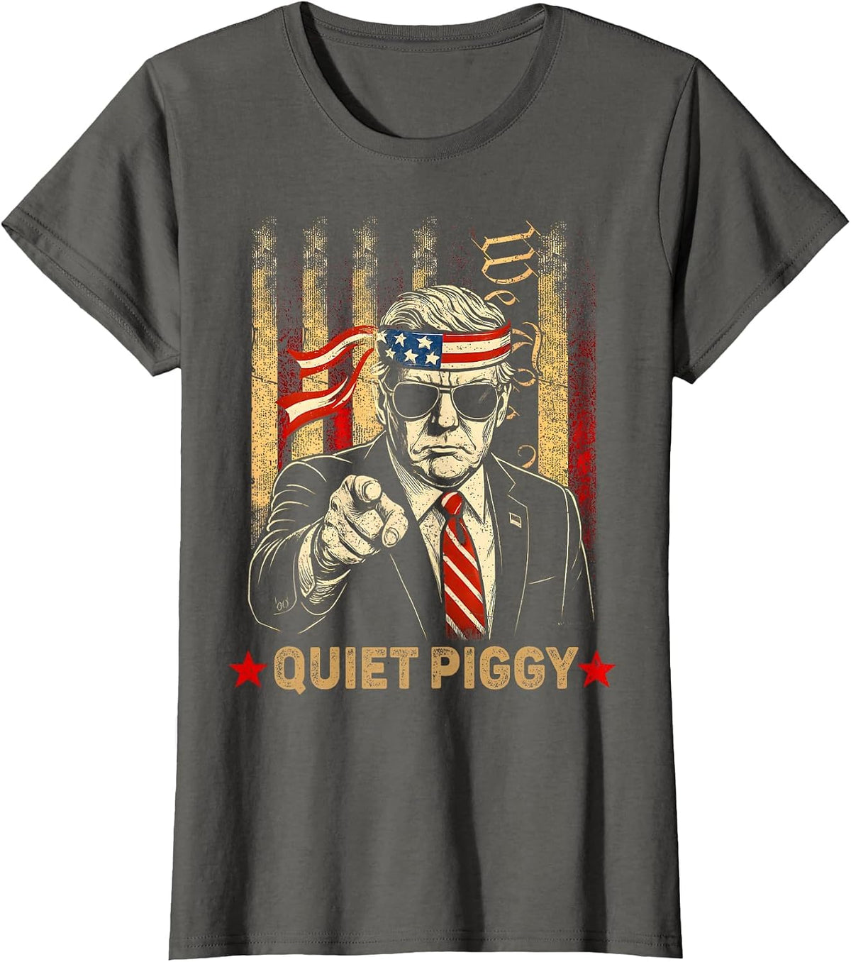 Funny Quiet Piggy T-Shirt - Asphalt Grey