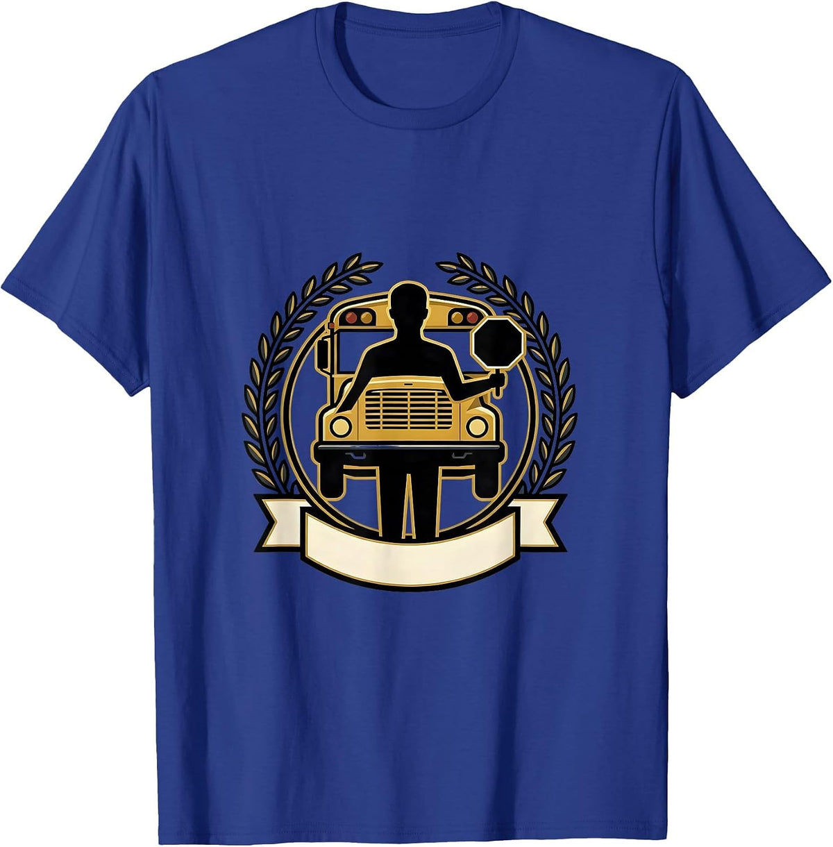 Men's School Bus Driver Crest Emblem Novelty Gift T-Shirt - Royal Blue