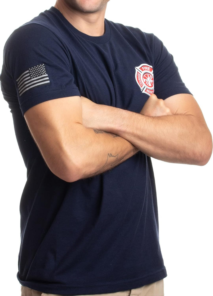 Firefighter Maltese Cross | Fire Fighter Rescue Courage Honor Red Line T-Shirt - Navy