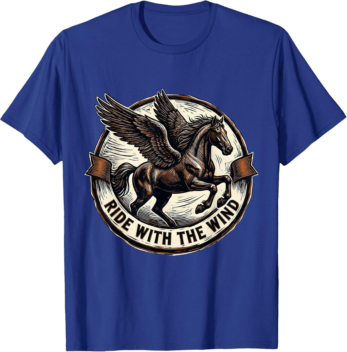 Ride With The Wind Godspeed Biker Design T-Shirt - Royal Blue