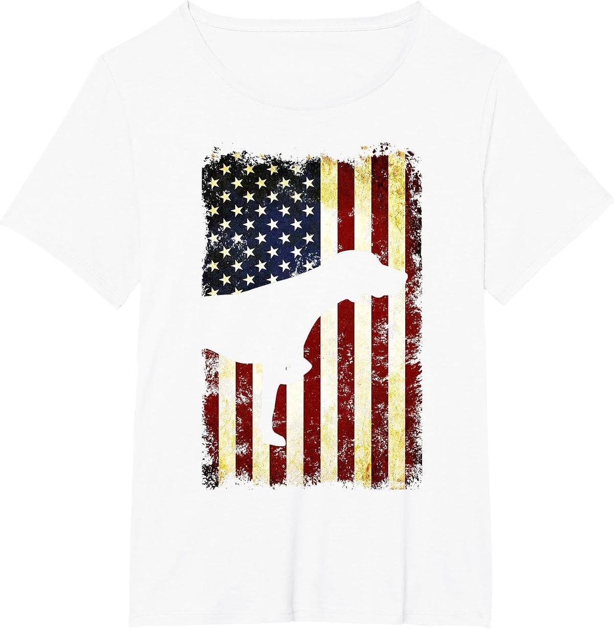 German Shorthaired Pointer Silhouette American Flag T-Shirt - White