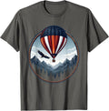 American Flag Hot Air Balloon Patriotic Graphic T-Shirt - Asphalt Grey