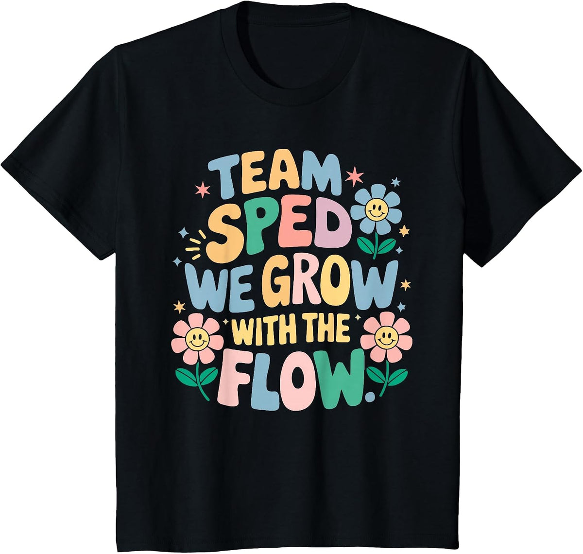Special Education Teacher Team SPED Grow with the Flow T-Shirt - Black