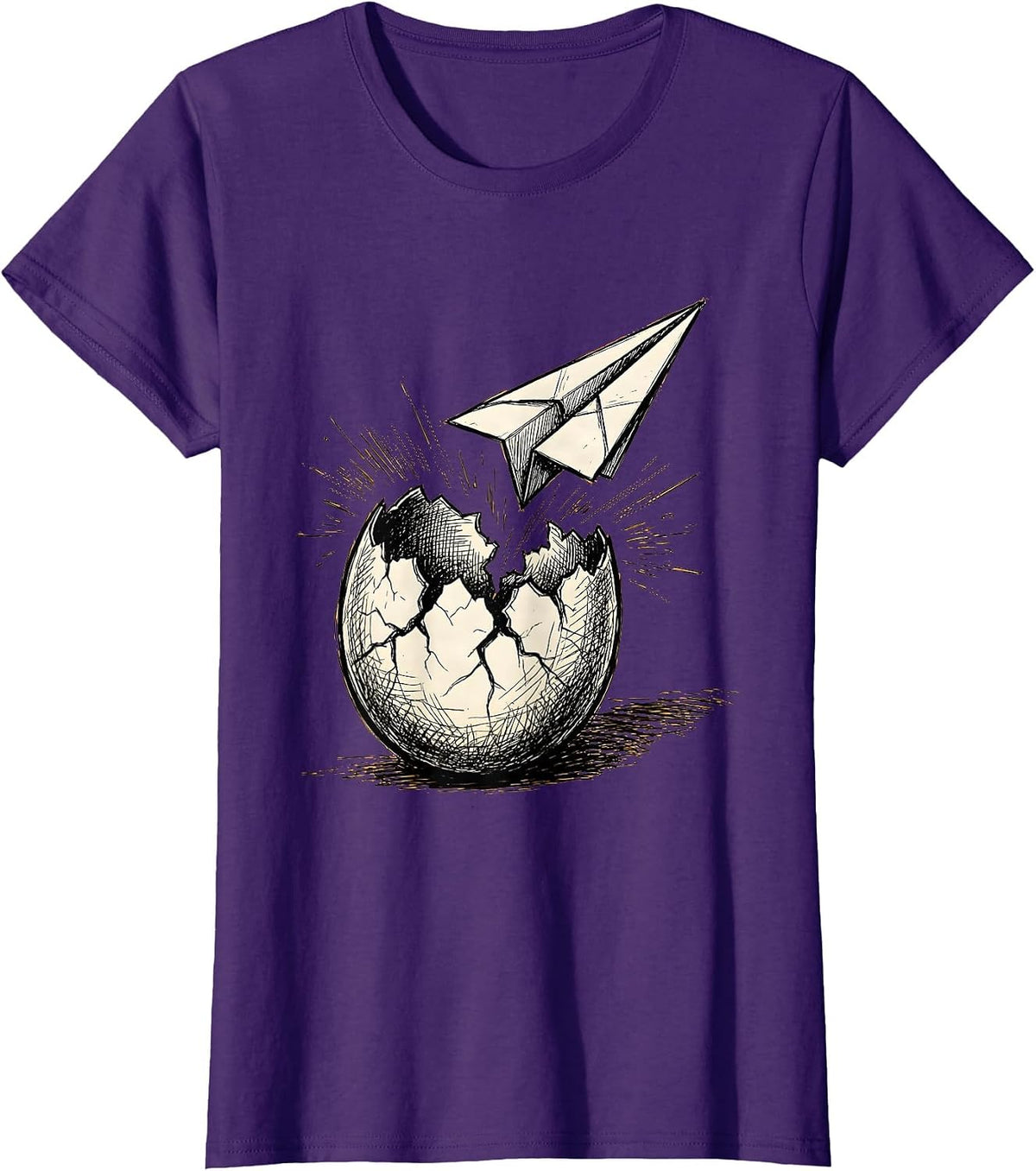 Women's Dyslexia Awareness Cracked Egg Paper Airplane T-Shirt - Purple