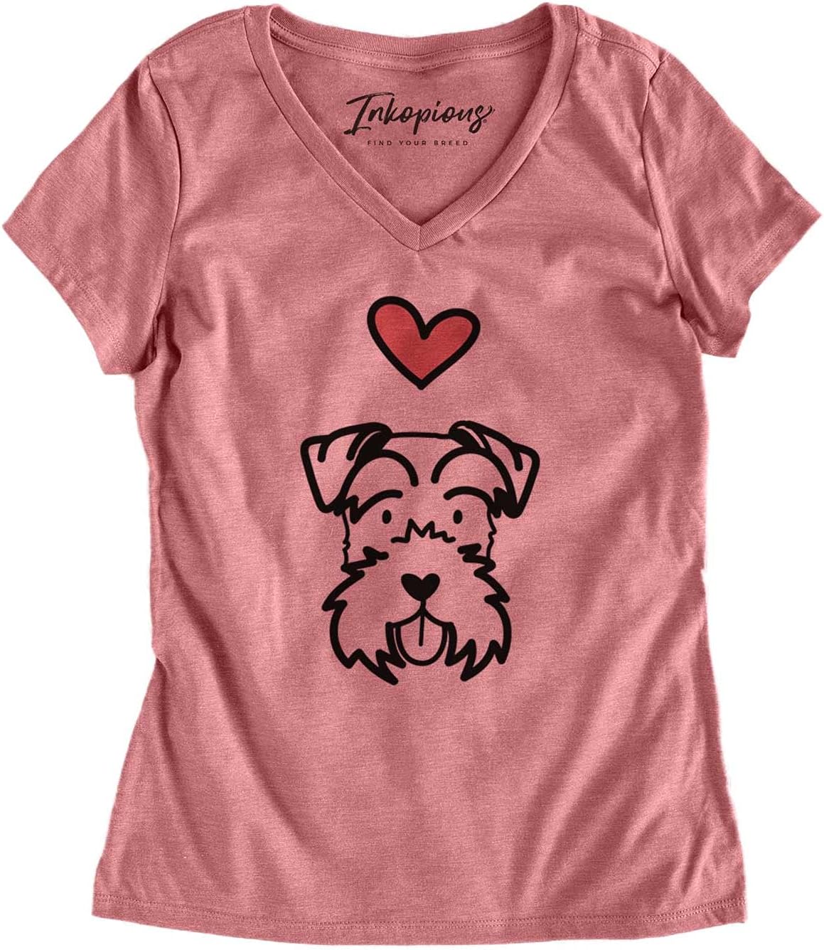 Inkopious Love Always Miniature Schnauzer T-Shirt - Dusty Rose V-neck