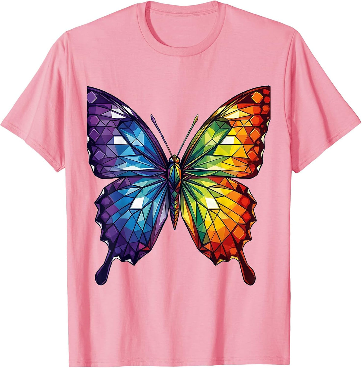 Men's Autism Awareness Rainbow Butterfly Wings Design T-Shirt - Pink