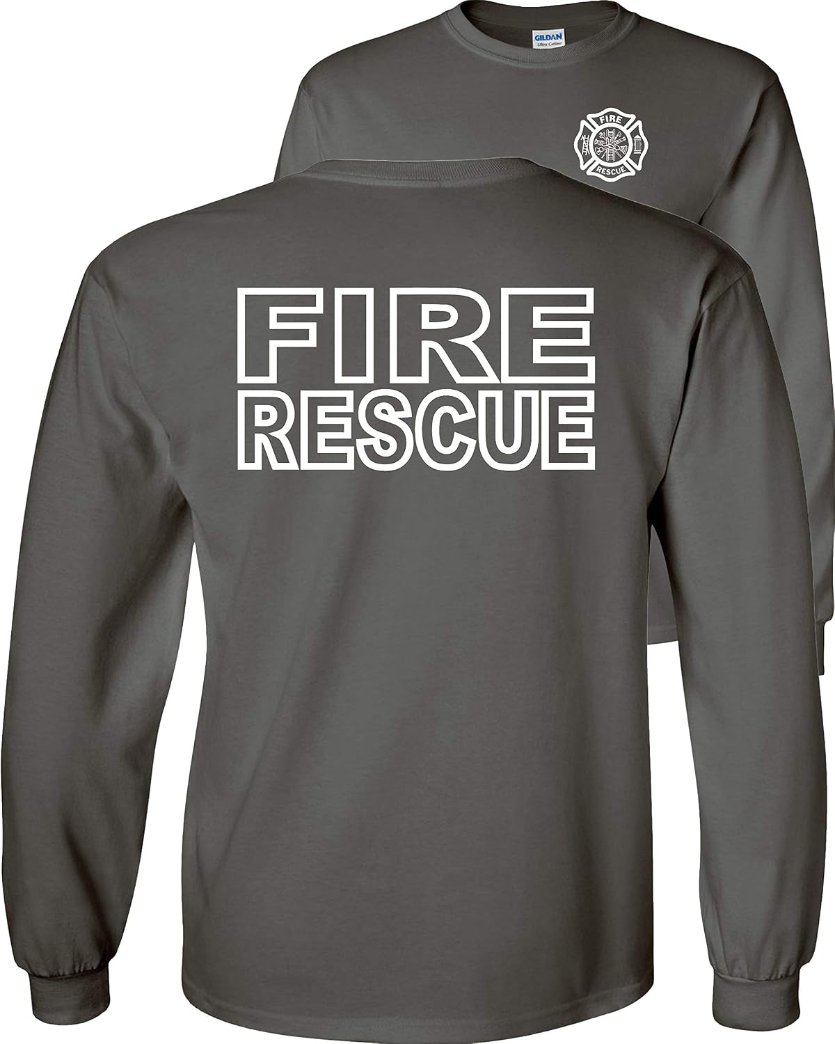 FAIR GAME Fire Rescue Long Sleeve Shirt - Charcoal-white Design