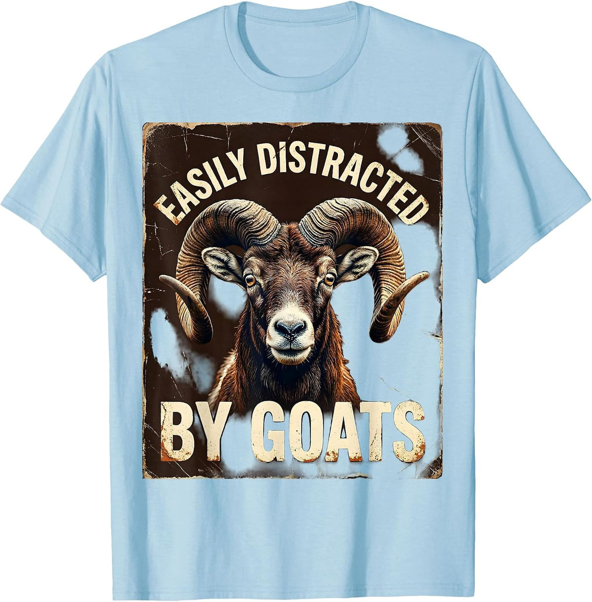 Men's Easily Distracted By Goats Funny Goat Lover Design T-Shirt - Baby Blue