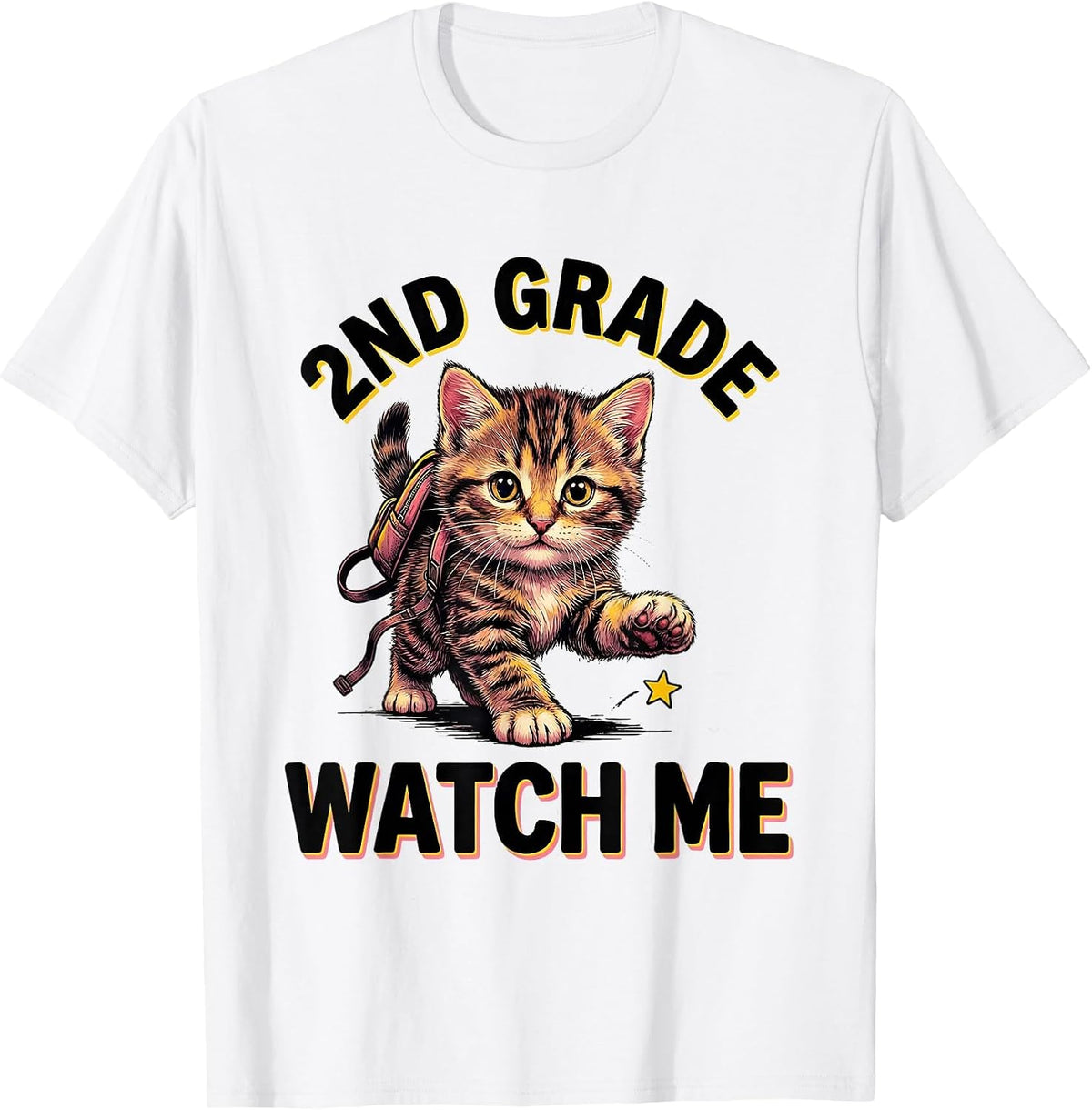 Men's 2nd Grade Watch Me Cute Kitten Back To School Girls T-Shirt - White