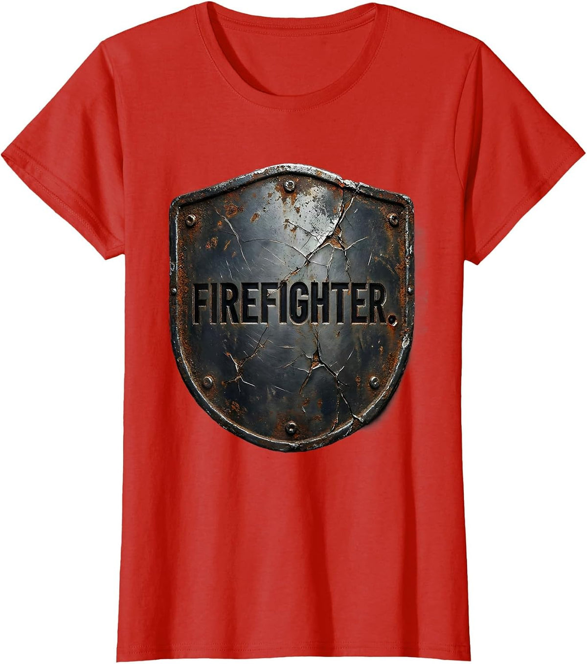 Firefighter Distressed Novelty Statement Humor T-Shirt - Red