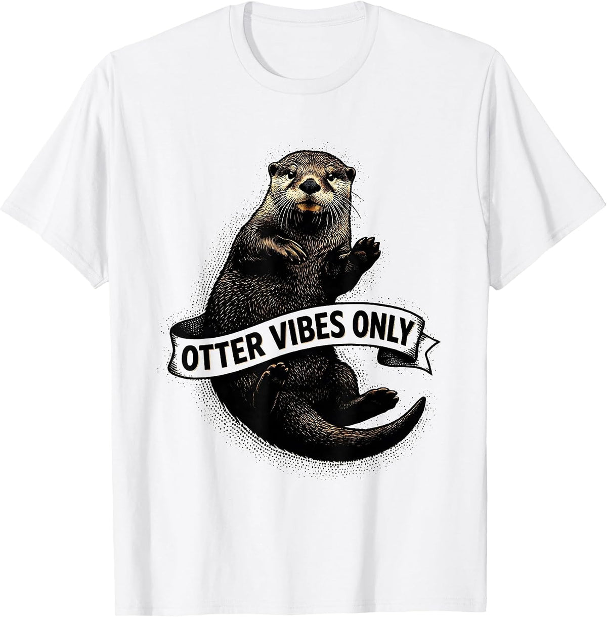 Men's Otter Vibes Only Sea Otter Lover Design T-Shirt - White