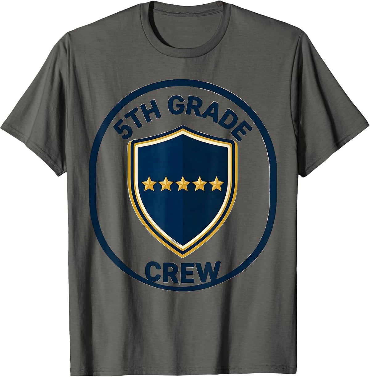 Men's 5th Grade Crew Funny Teacher Back To School Crew T-Shirt - Asphalt Grey