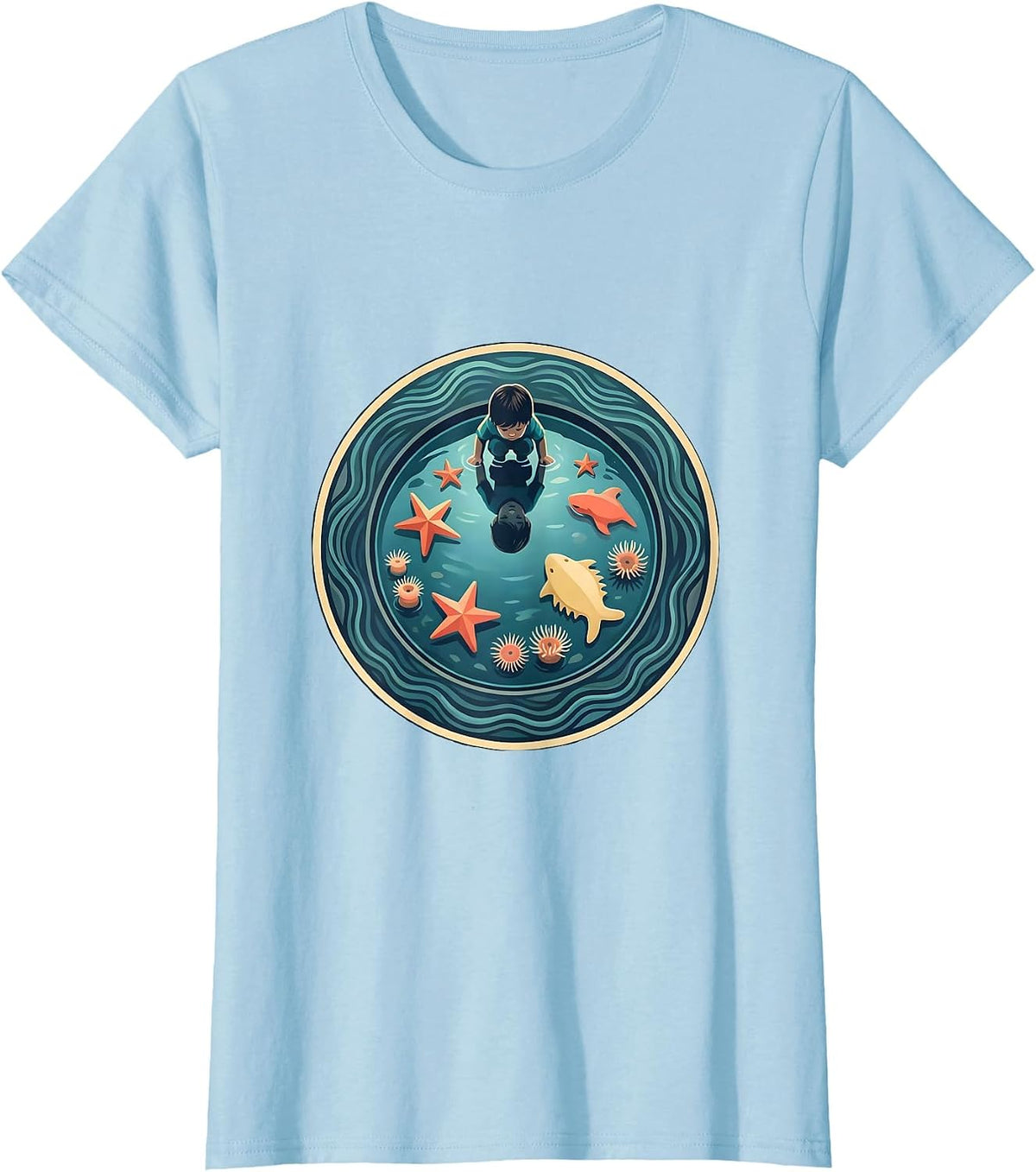 Women's Autism Awareness Tide Pool Discovery Graphic T-Shirt - Baby Blue
