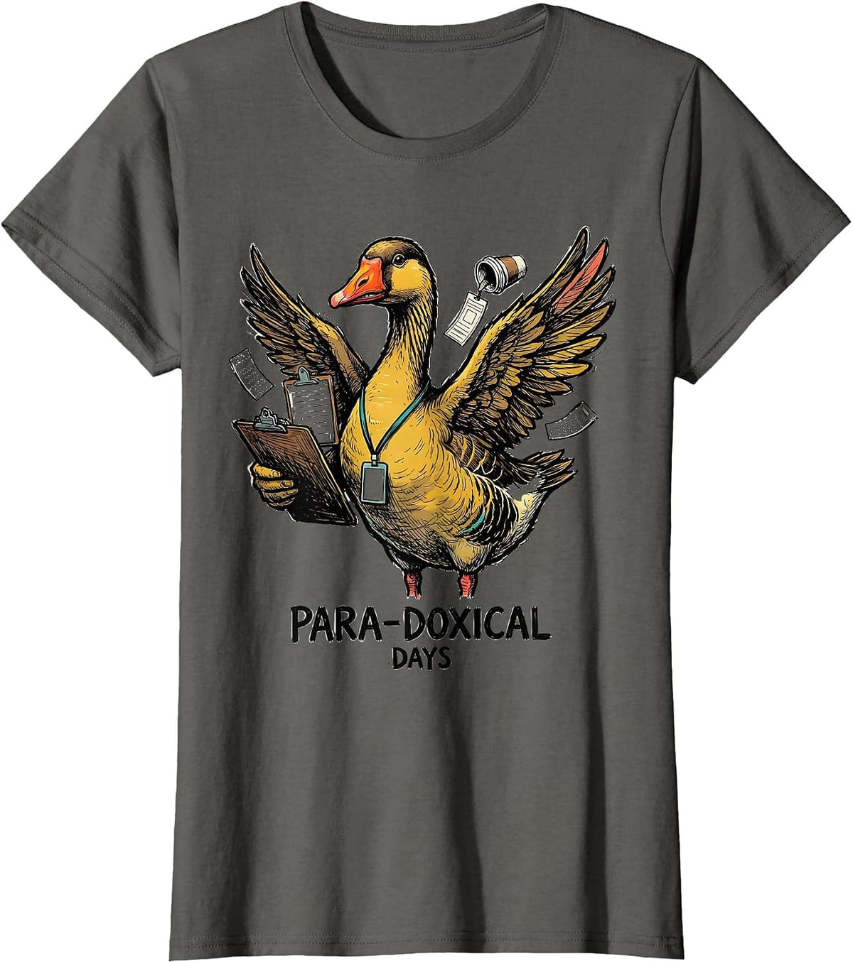 Women's Para-Doxical Days Funny Paraprofessional Goose SPED Teacher T-Shirt - Asphalt Grey