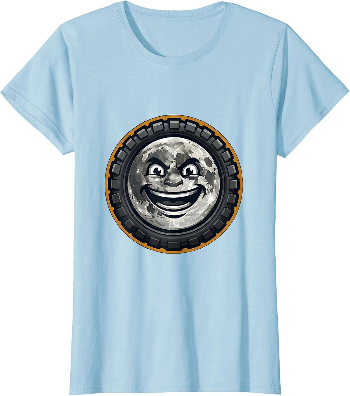 Women's Moon Motorcycle Tire Tread Graphic Design T-Shirt - Baby Blue