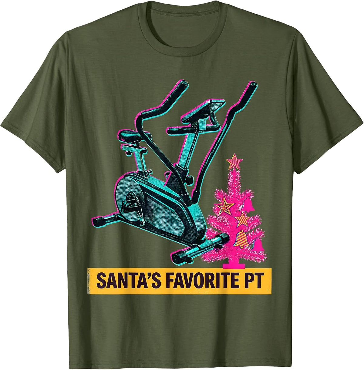 Men's Santa's Favorite PT Funny Physical Therapist Christmas Rehab T-Shirt - Olive Green