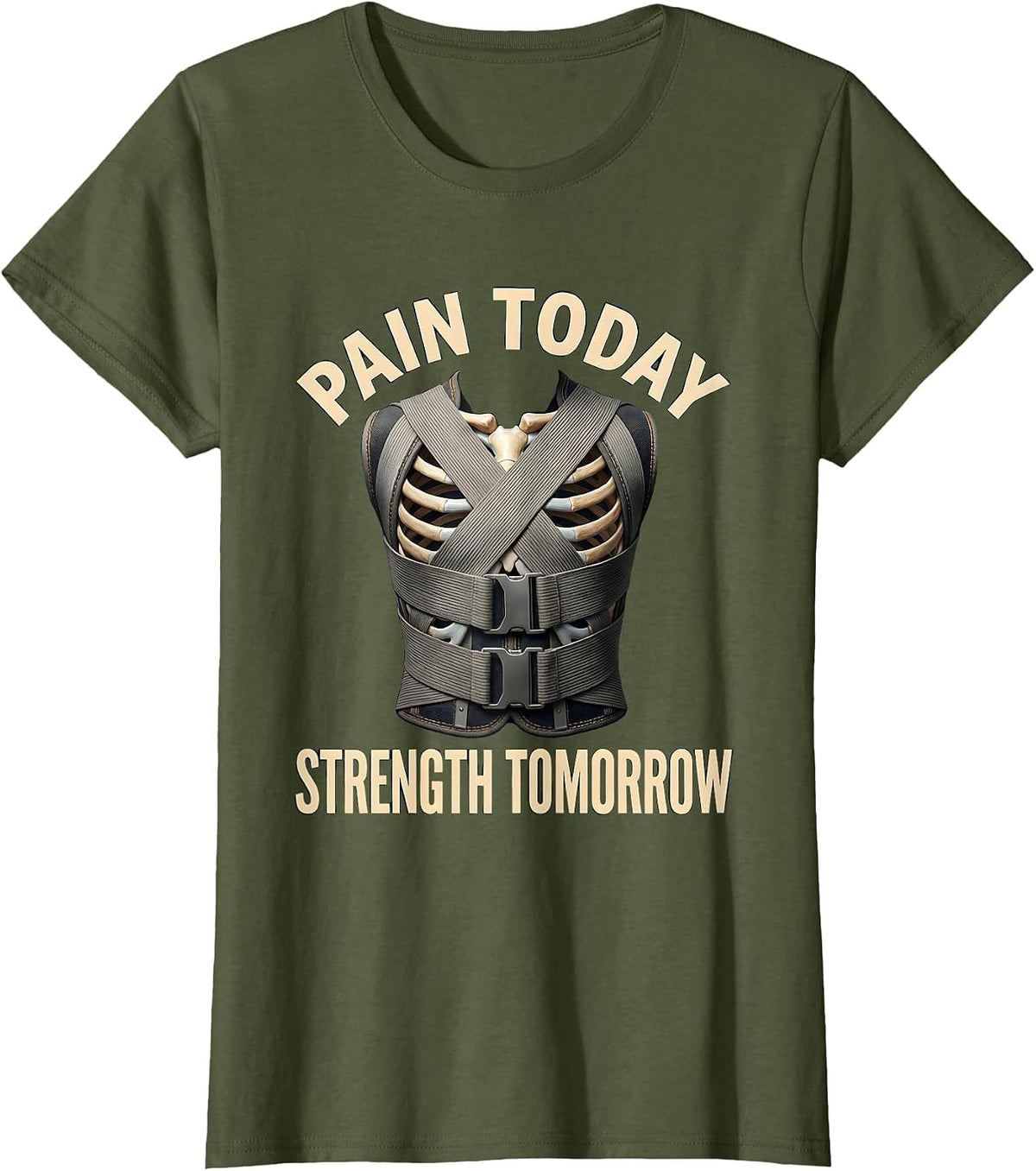 Women's Pain Today Strength Tomorrow Physical Therapy T-Shirt - Olive Green