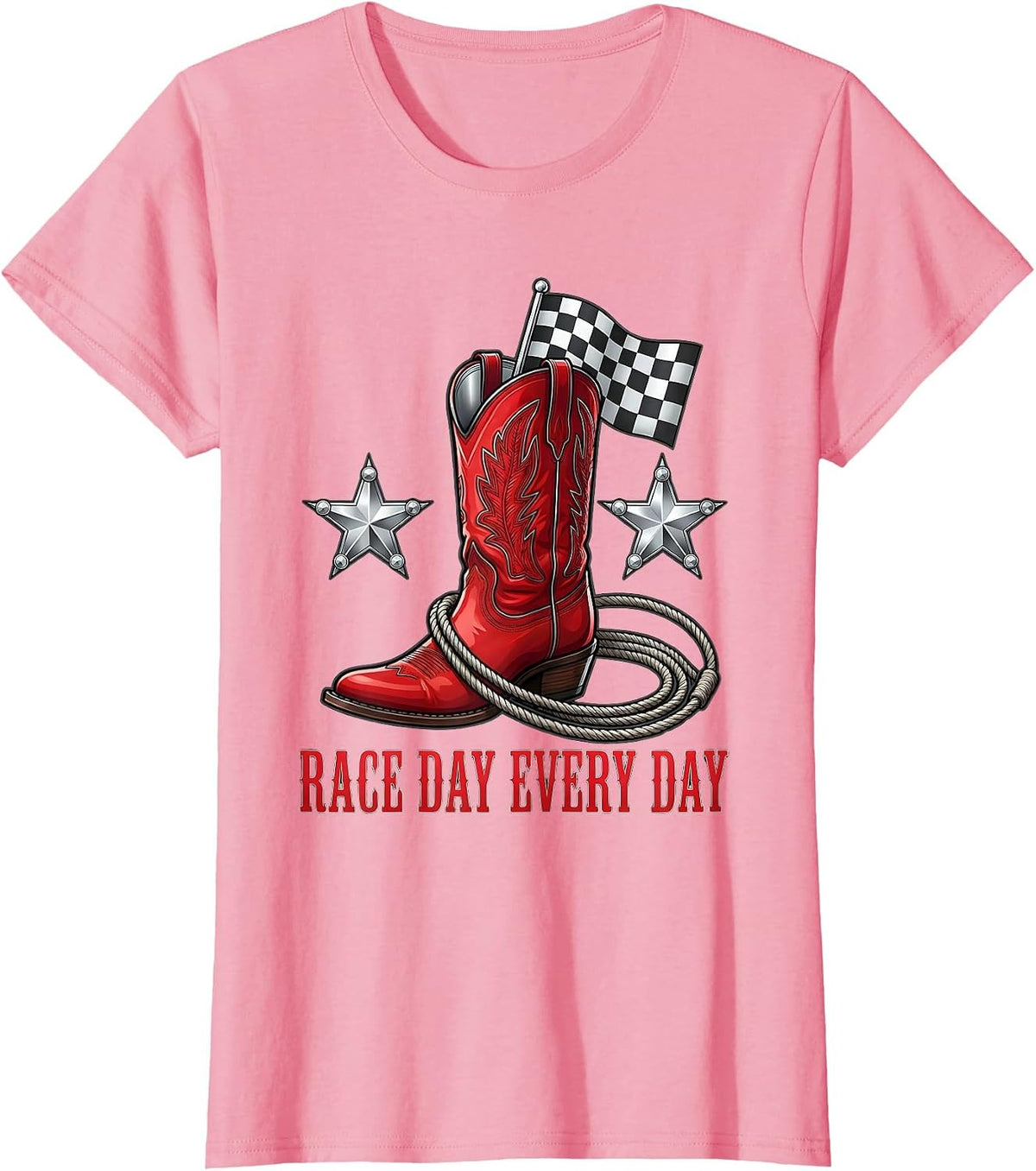 Women's Race Day Every Day Racing Lifestyle Design T-Shirt - Pink