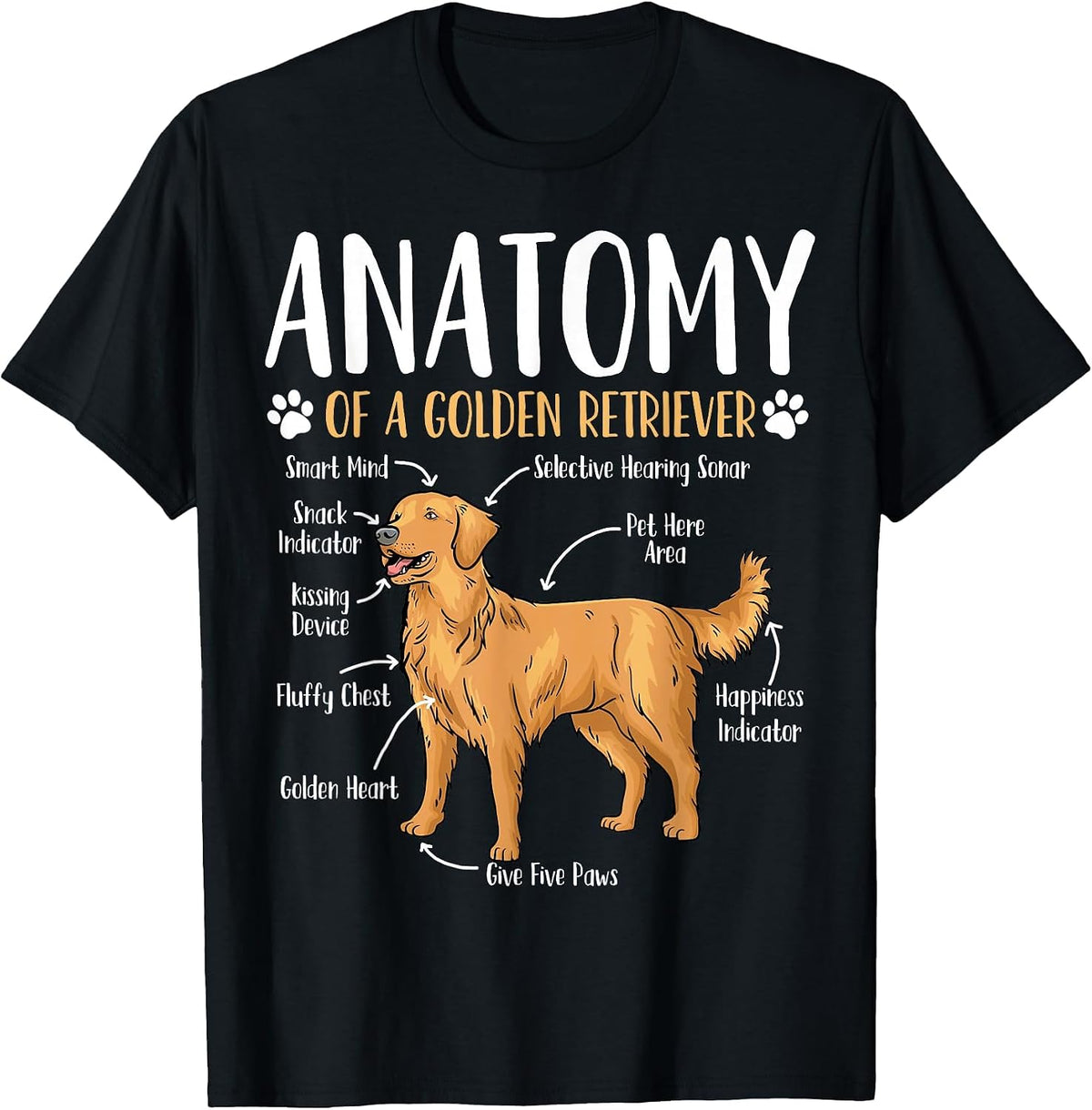 Golden Retriever Dog Anatomy T-Shirt - Black