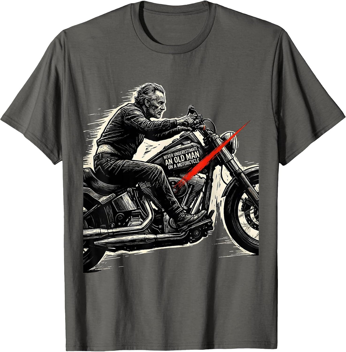 Men's Never Underestimate An Old Man On A Motorcycle Funny T-Shirt - Asphalt Grey