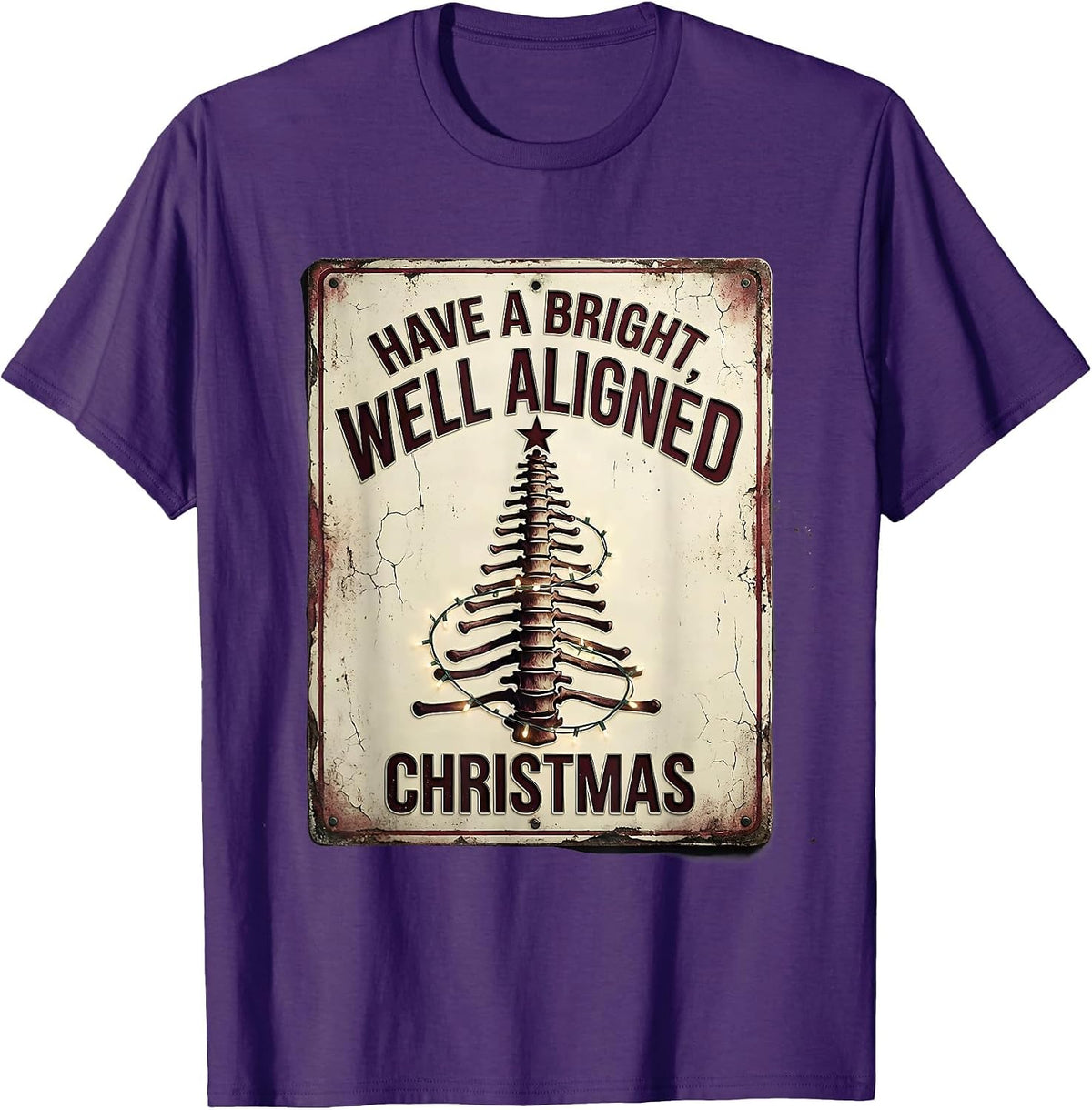 Have A Bright, Well Aligned Christmas Distressed T-Shirt - Purple