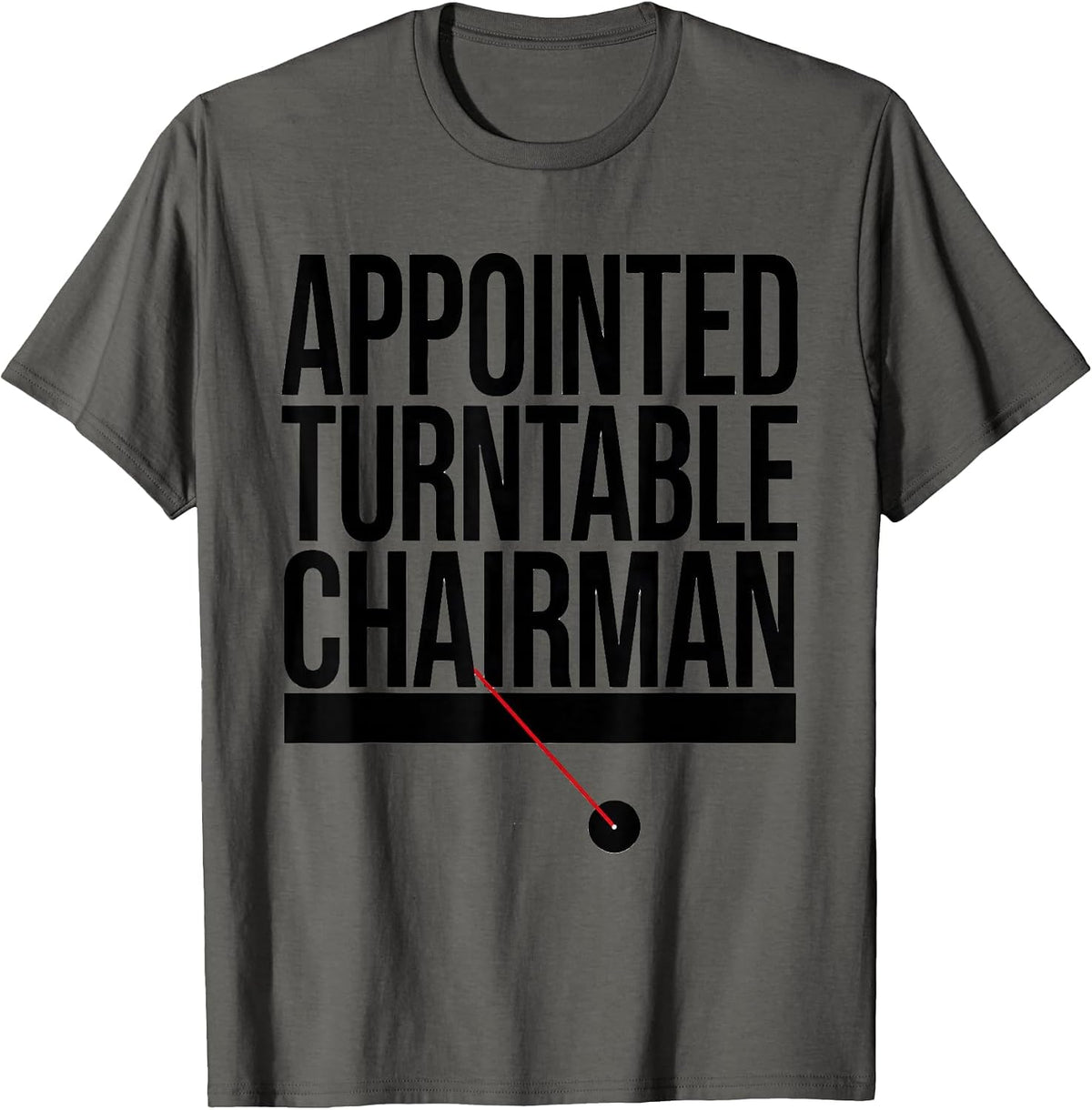 Appointed Turntable Chairman Geometric Vinyl DJ Gift T-Shirt - Asphalt Grey