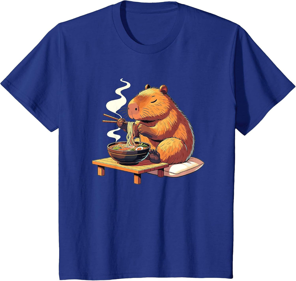 Sweet Capybara Eats Ramen Noodles Capybaras Ramen T-Shirt - Royal Blue