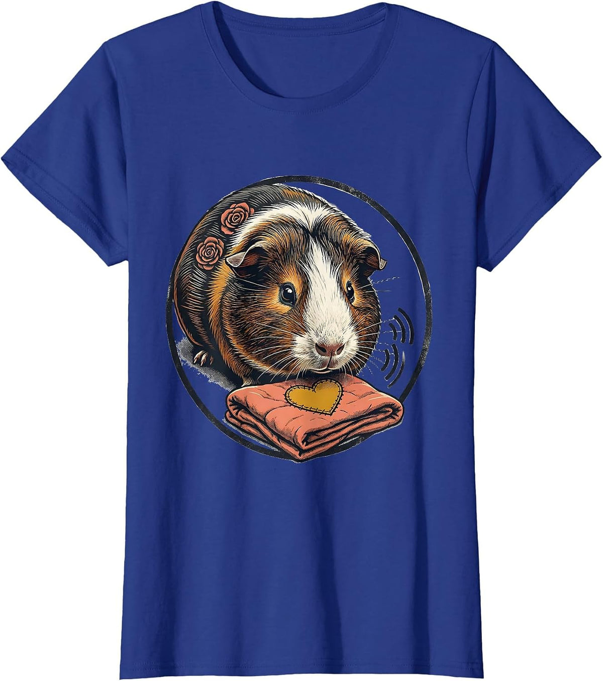 Women's Guinea Pig Rosette Lap Blanket Cavy Lover Screenprint Poster T-Shirt - Royal Blue