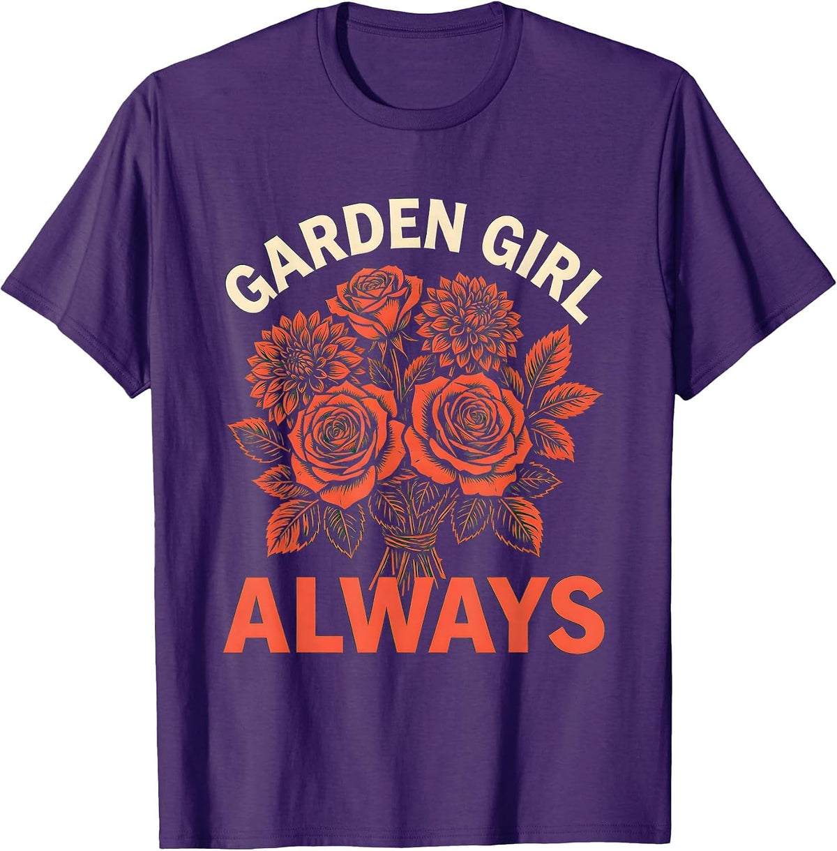 Men's Garden Girl Always Floral Fashion Design T-Shirt - Purple