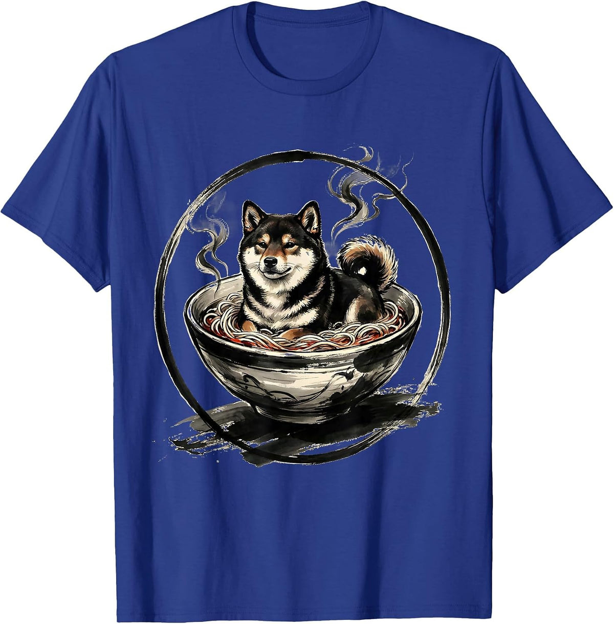 Shiba Inu Ramen Bowl Cute Dog Graphic T-Shirt - Royal Blue
